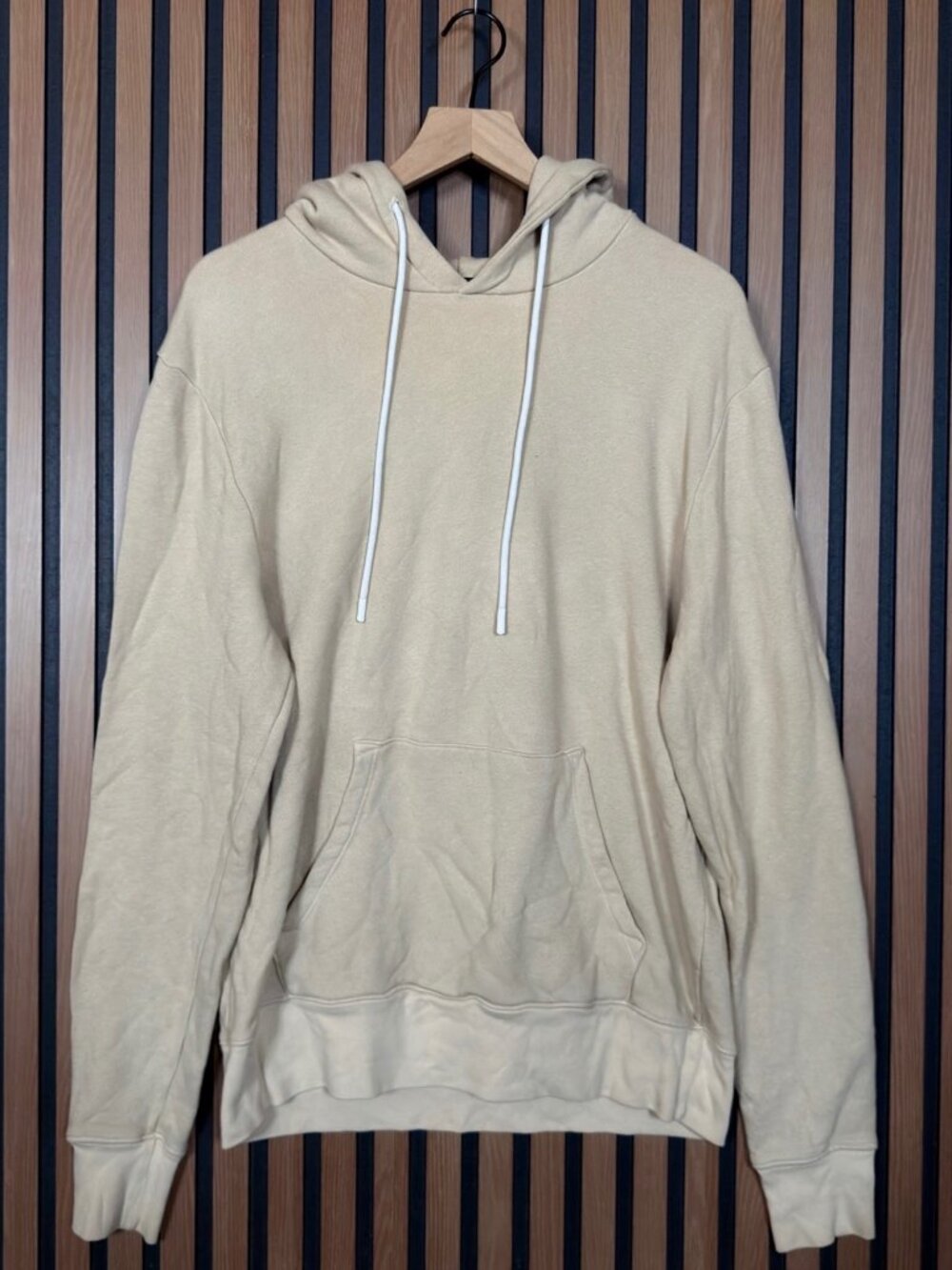 Cotton Citizen Sweater Medium Mens Beige Brown Fleece Hoodie Pullover Drawstring